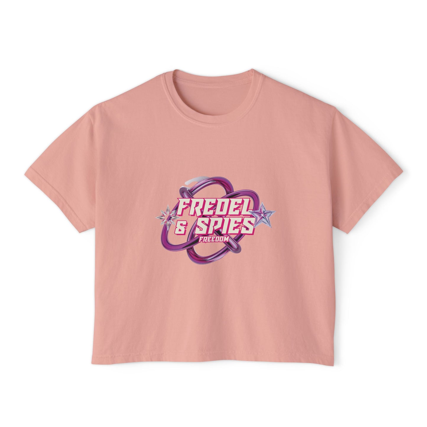 Women's Boxy Tee — 'Fredel & Spies' Retro Logo Crop Top