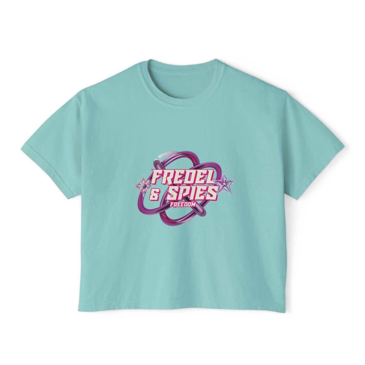 Women's Boxy Tee — 'Fredel & Spies' Retro Logo Crop Top