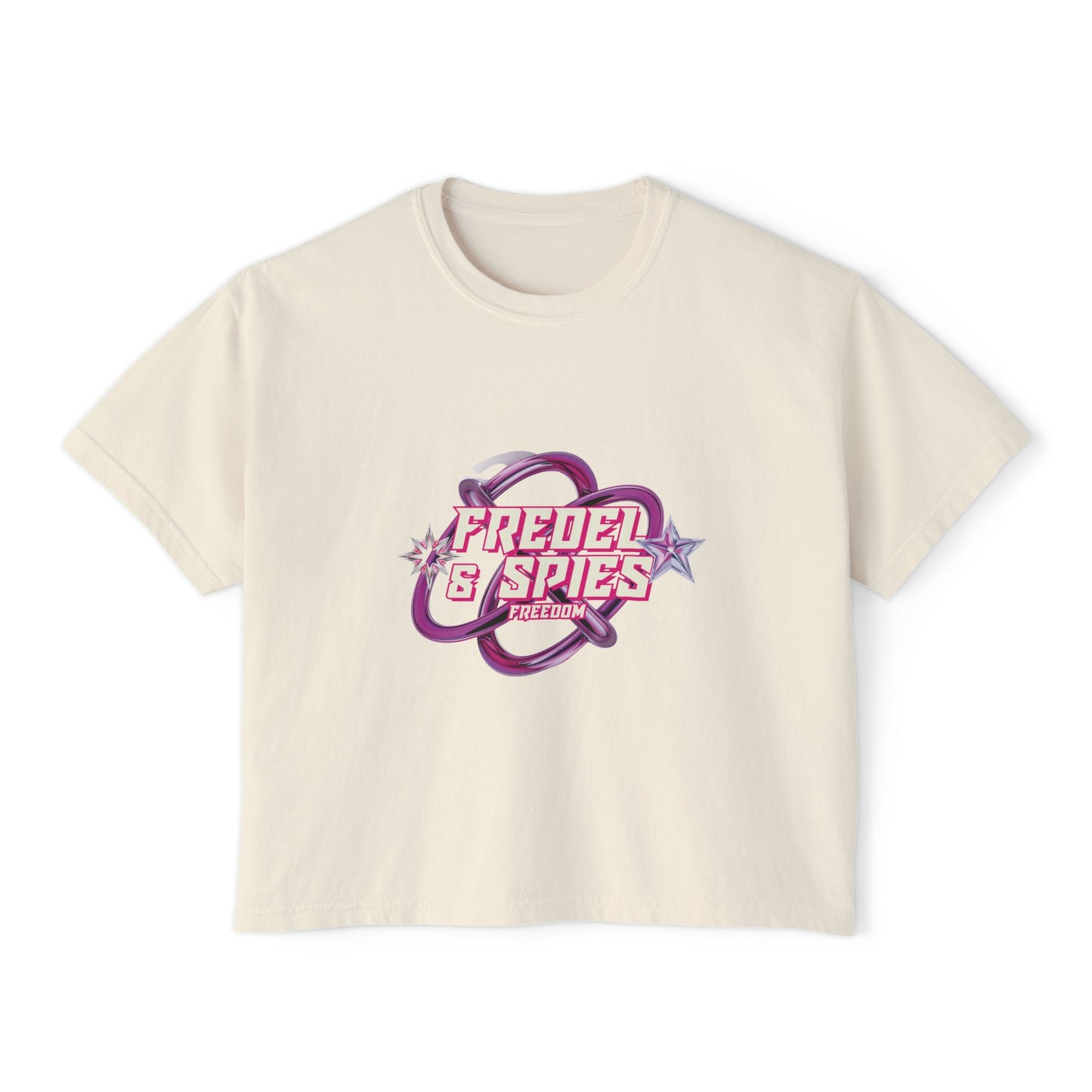 Women's Boxy Tee — 'Fredel & Spies' Retro Logo Crop Top