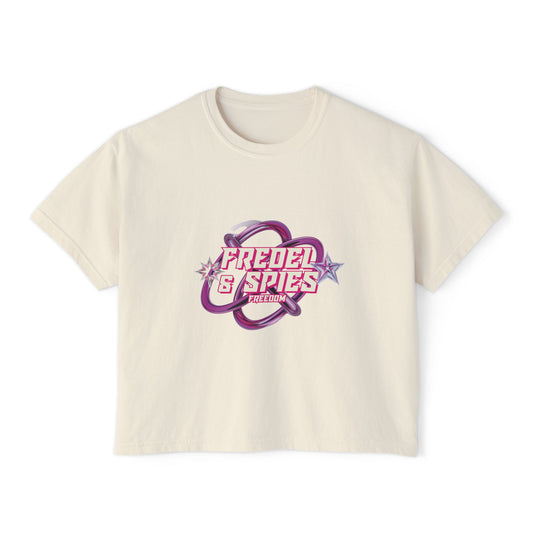 Women's Boxy Tee — 'Fredel & Spies' Retro Logo Crop Top
