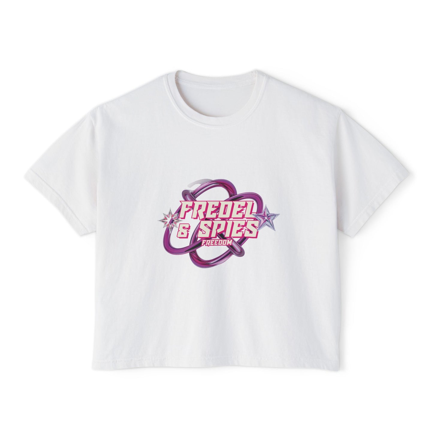 Women's Boxy Tee — 'Fredel & Spies' Retro Logo Crop Top