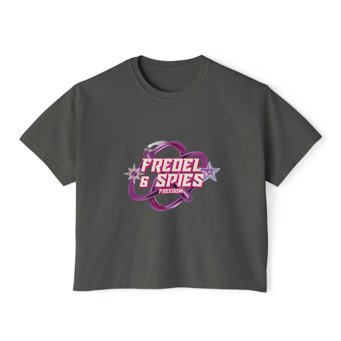 Women's Boxy Tee — 'Fredel & Spies' Retro Logo Crop Top