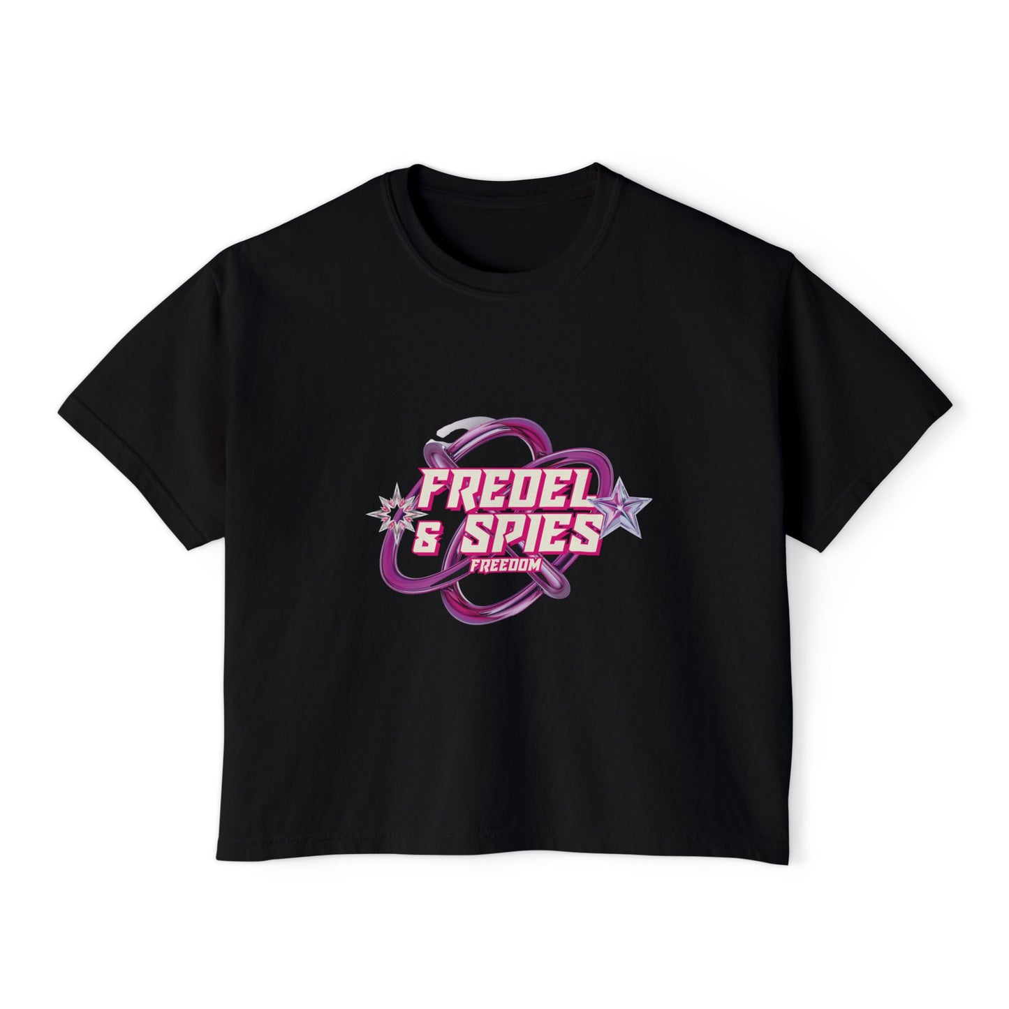 Women's Boxy Tee — 'Fredel & Spies' Retro Logo Crop Top