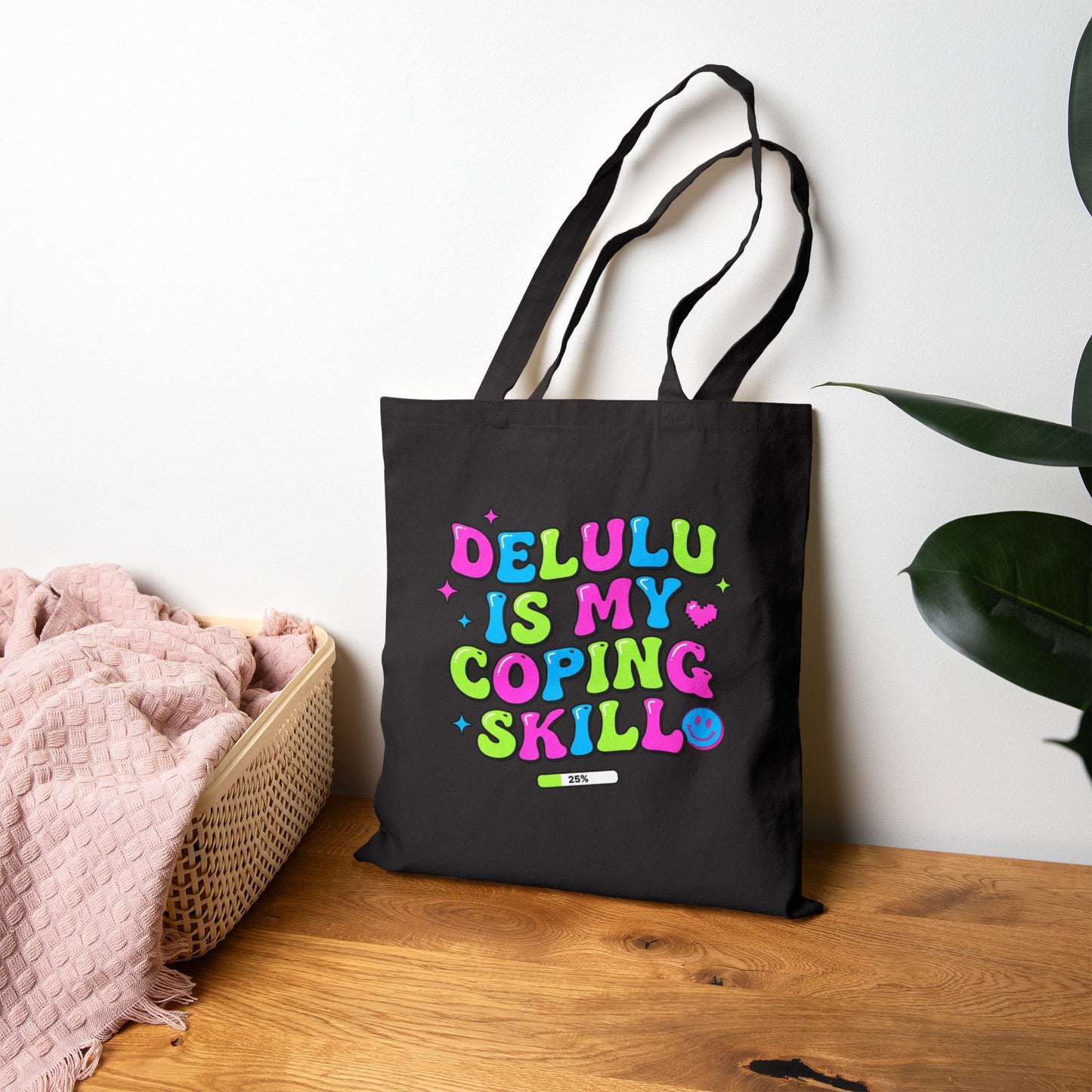 Delulu Is My Coping Skill Tote | viral slang, meme quote